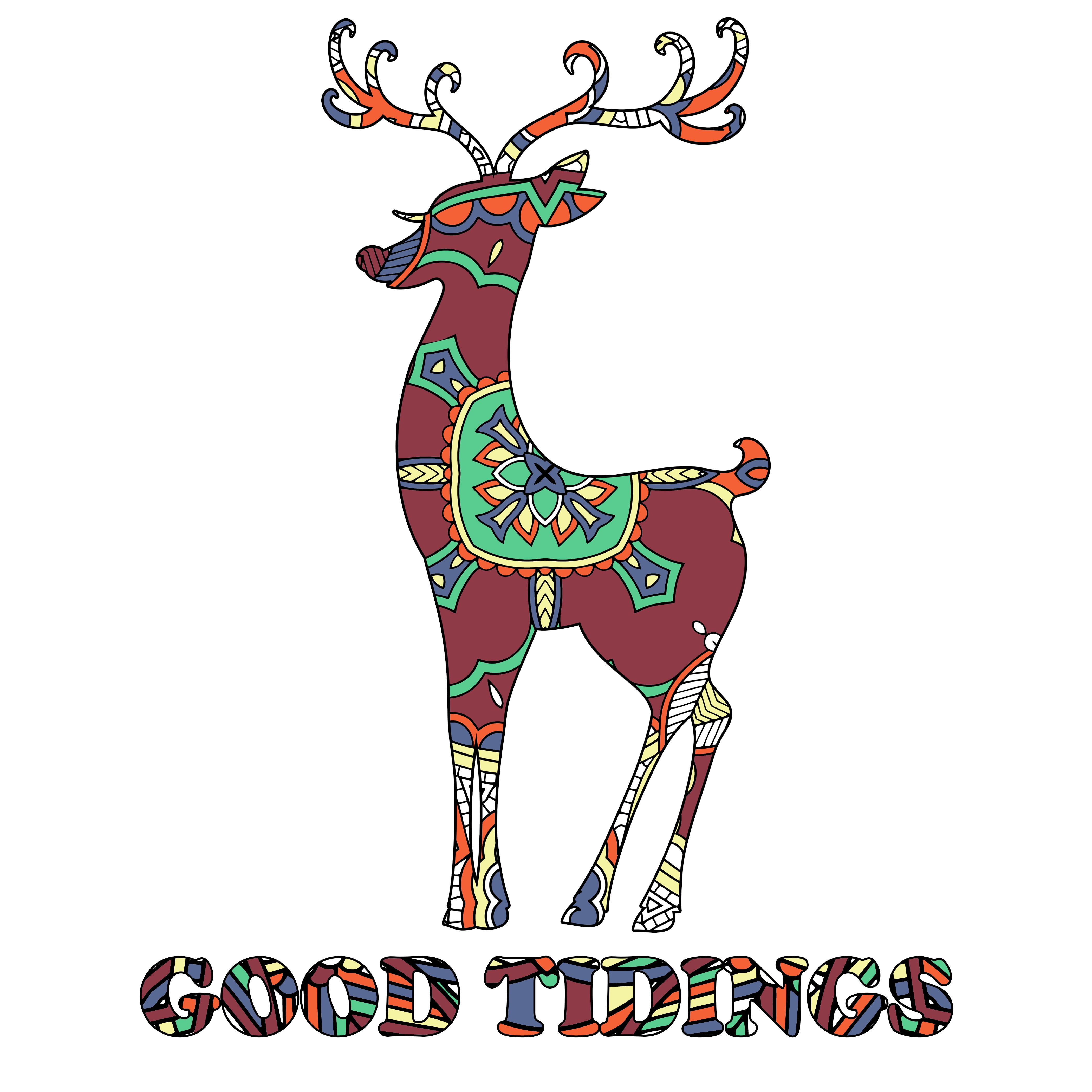 Reindeer Template + Design + Phrase Colored
